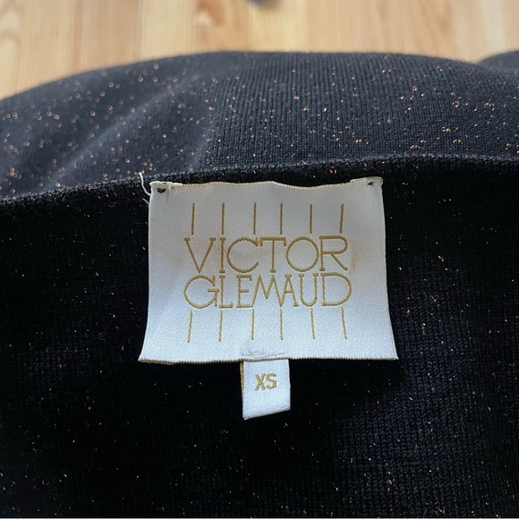 Victor Glemaud Lurex-Knit Black Sparkle Strapless Mini Cut Out Tube Dress EUC XS - Picture 7 of 8